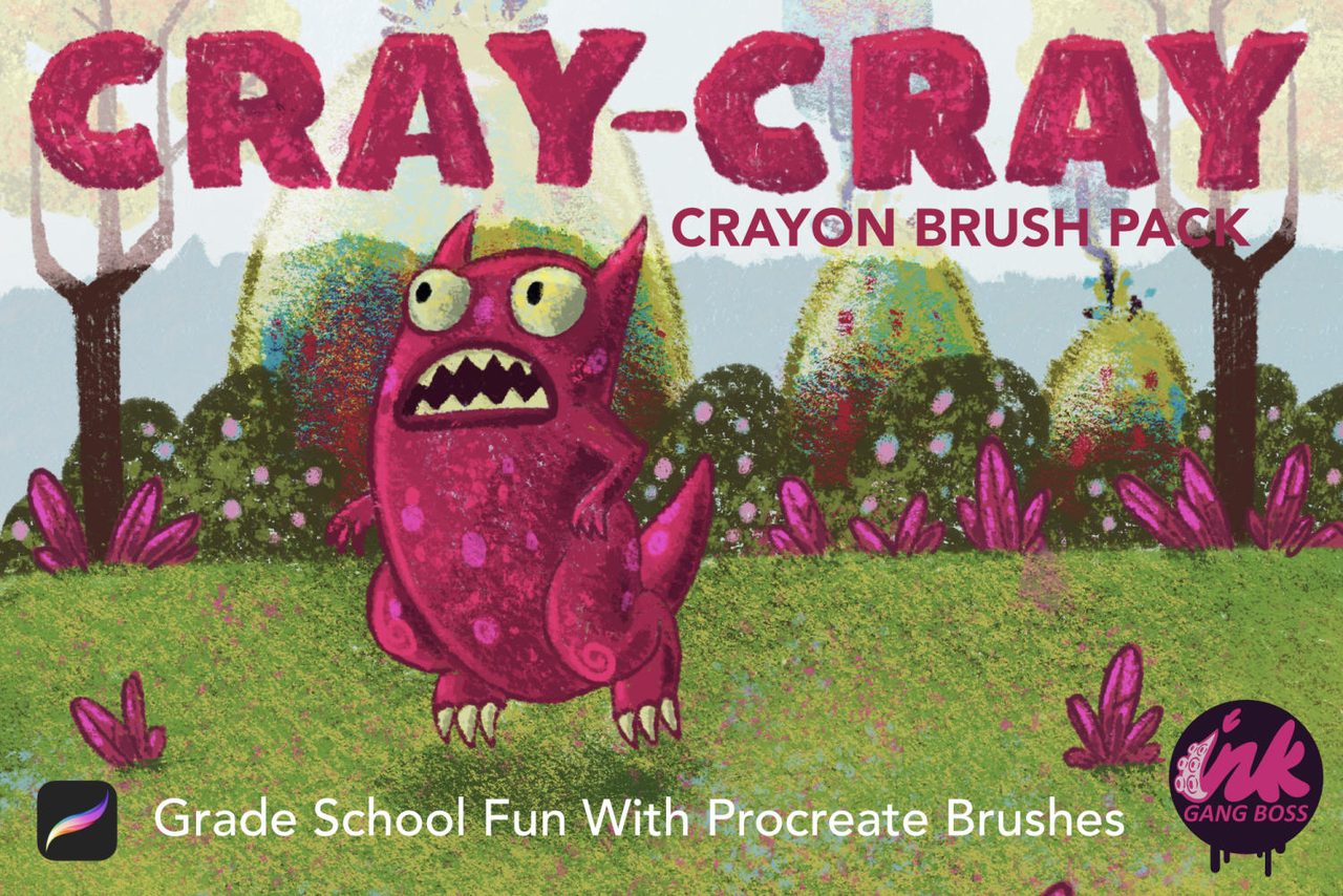 Cray-Cray crayon brush pack for Procreate: grade school fun