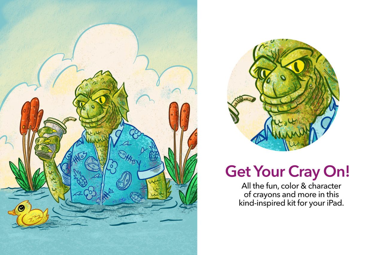 Get your Cray on: swamp creature colored with Cray-Cray