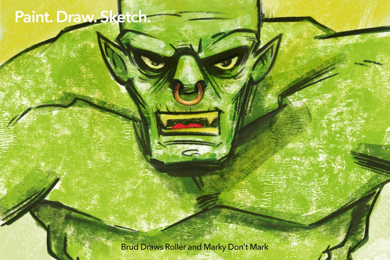 Paint, draw, sketch: monster in Brud Draws Roller and Marky Don't Mark