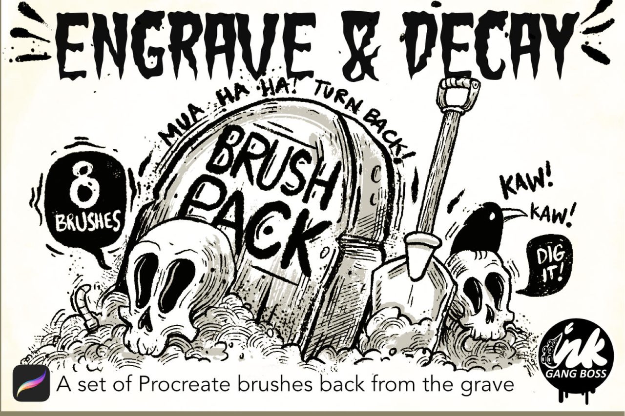 Engrave & Decay: a set of Procreate brushes back from the grave
