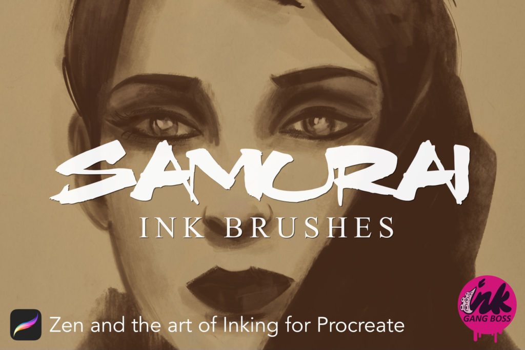 Sepia ink-wash portrait of a woman, painted with Samurai Inks