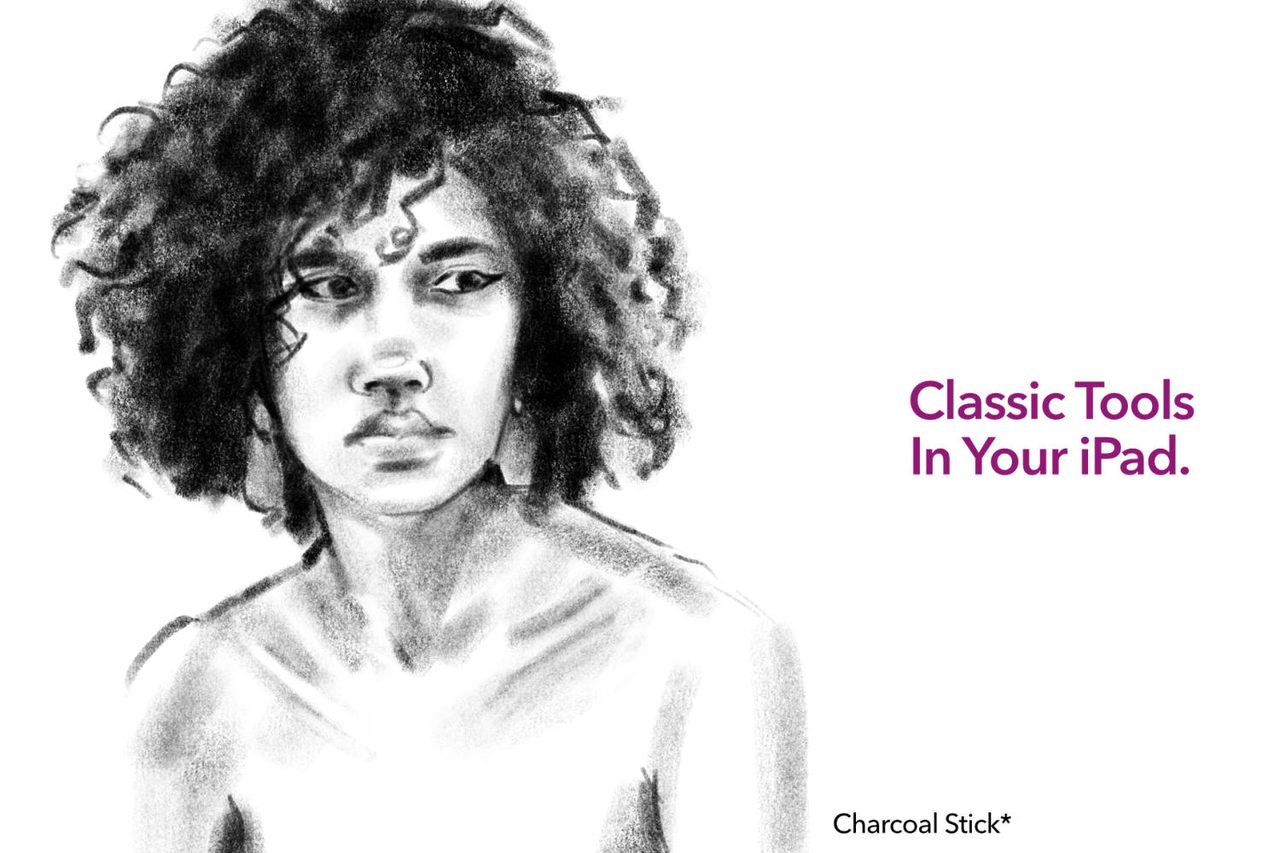 Charcoal Stick portrait: Classic tools in your iPad