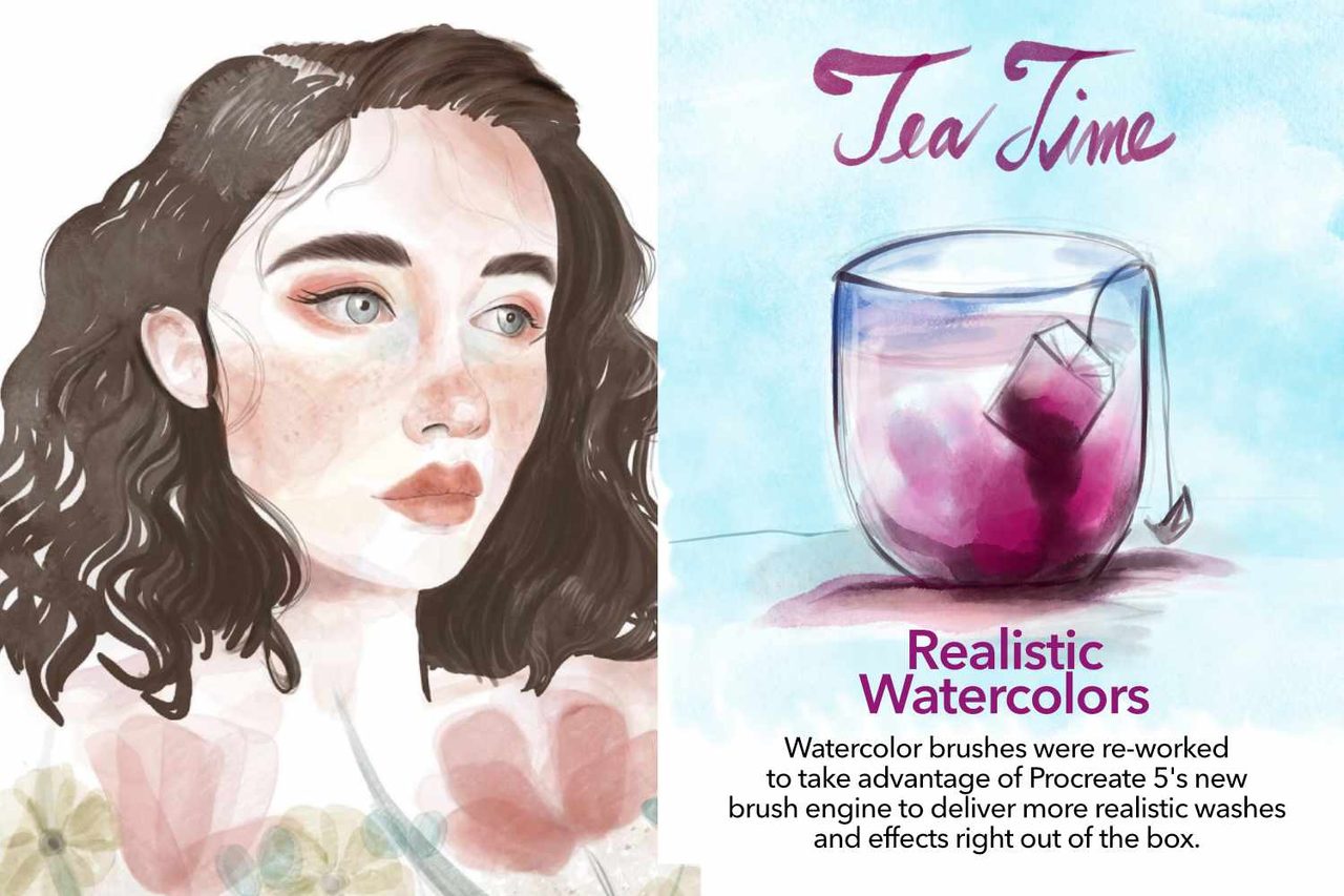 Watercolor portrait and Tea Time: realistic watercolors in Procreate 5