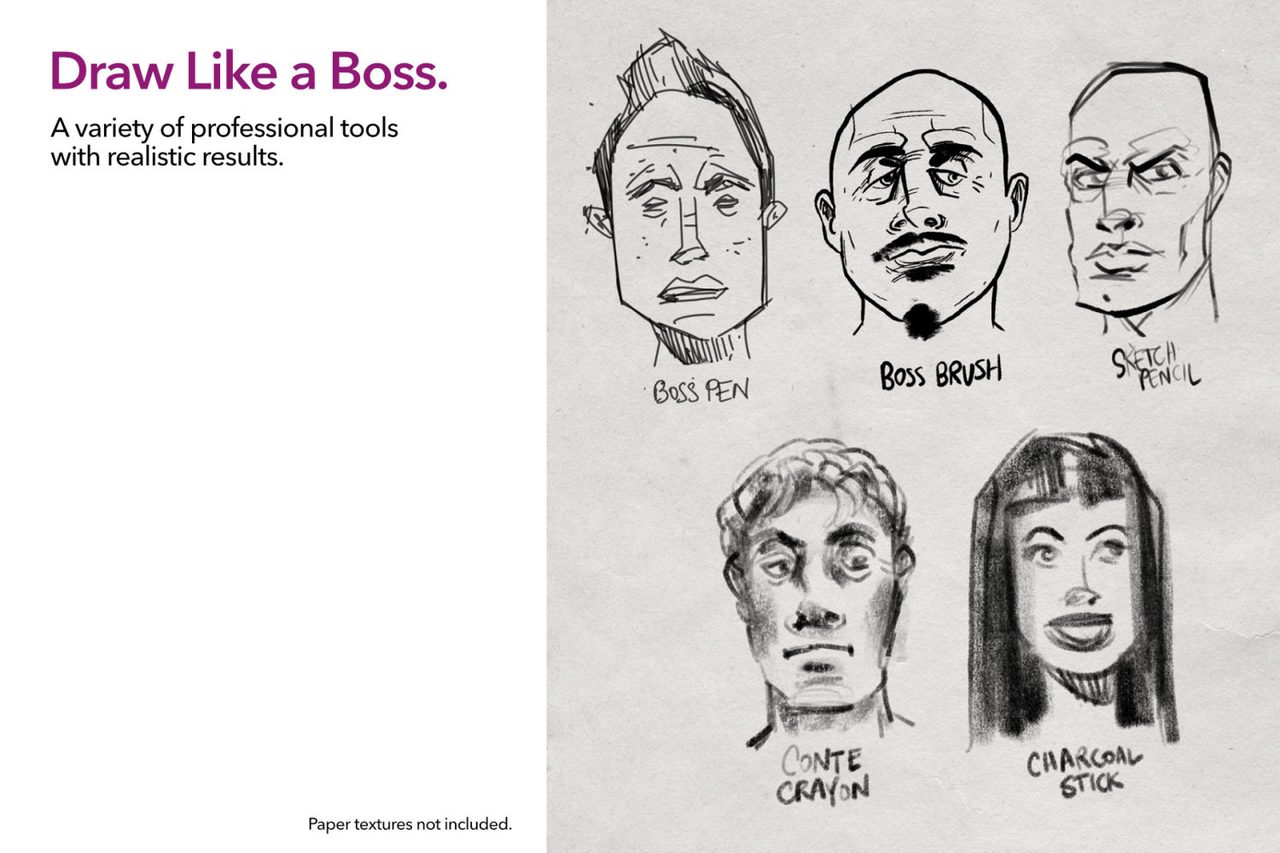 Conte Crayon portrait and Boss Pen sketches
